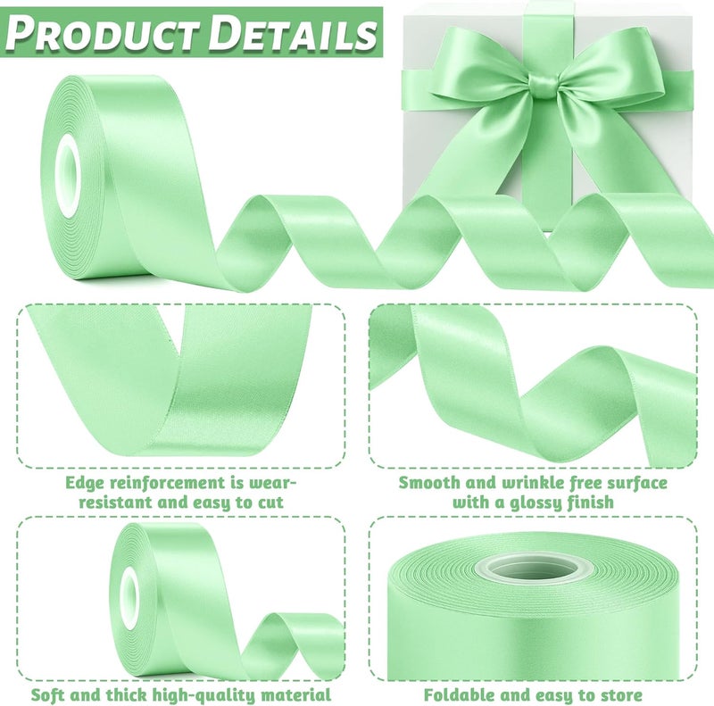 Fullive 1 1/2 Inch Apple Green Satin Ribbon, 30Yards Ribbon for Gift Wrapping, Polyester Christmas Tree Ribbons for Birthday Easter Christmas Decorations DIY Bows Wrapping Bouquet Floral Arrangements - Image 3